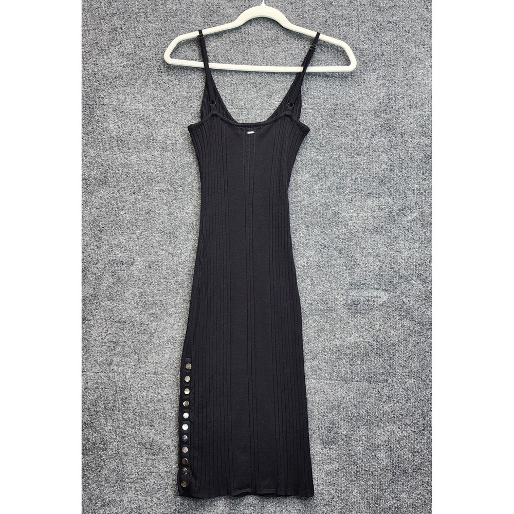 GUESS Ribbed Knit Bodycon Midi Dress Womens XL Black Sleeveless Stretch Y2K Chic - Picture 5 of 6